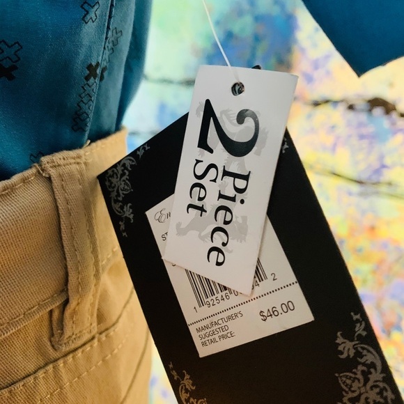 - Boys 2 Piece Button -up w/Pants - Picture 2 of 7